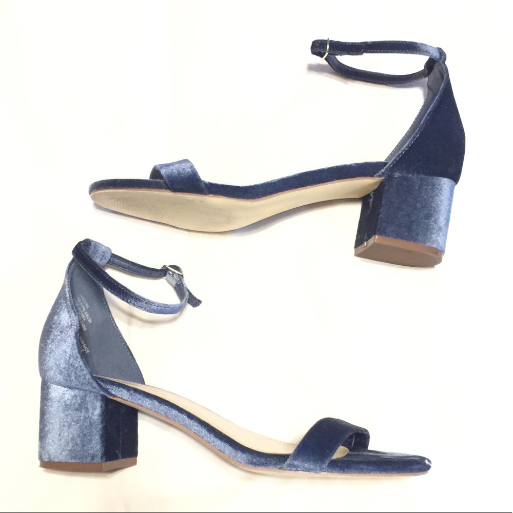 Blue velvet sandals. Size 8.5